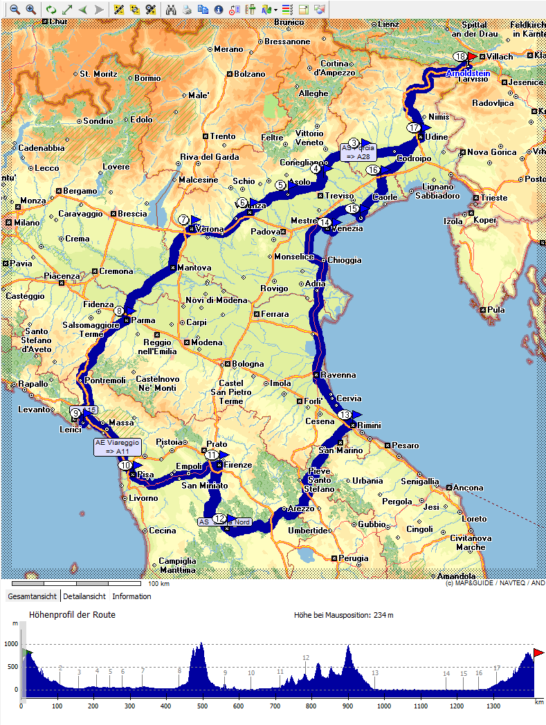 Tour durch Italien mit dem VW Bulli inkl. Höhenmeter